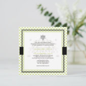 Grüne Polka Punkte Hochzeitseinladungen Einladung (Stehend Vorderseite)