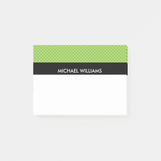 Grüne Polka Punkte mit schwarzen Streifen Post-it Klebezettel (Vorderseite)