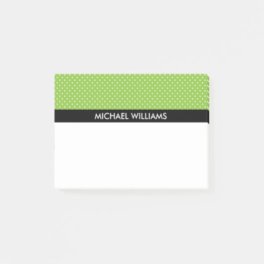 Grüne Polka Punkte mit schwarzen Streifen Post-it Klebezettel (Vorderseite)