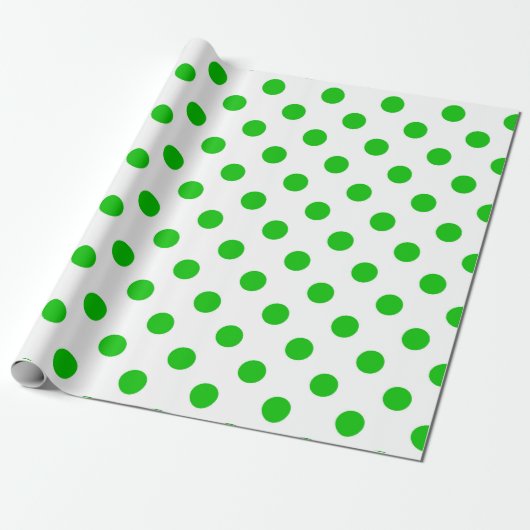Grüne Polka-Punkte mit weißem Hintergrund Geschenkpapier (Ungerollt)