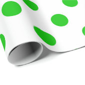 Grüne Polka-Punkte mit weißem Hintergrund Geschenkpapier (Rolleneckpunkt)