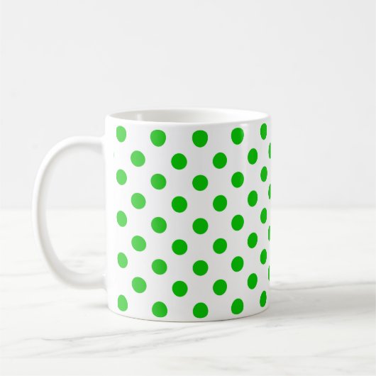 Grüne Polka-Punkte mit weißem Hintergrund Kaffeetasse (Links)