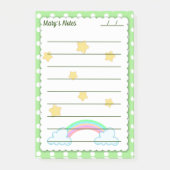 Grüne Polka-Punkte, niedliche Sterne & Regenbogen Post-it Klebezettel (Vorderseite)