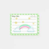 Grüne Polka-Punkte, niedliche Sterne & Regenbogen Post-it Klebezettel (Vorderseite)