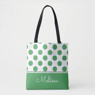 Grüne Polka-Punkte Personalisiert Tasche