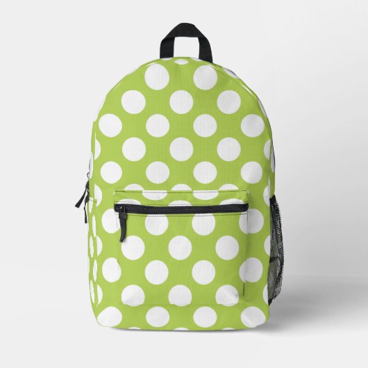 Grüne Polka-Punkte, Polka-Dot-Muster, Punkte, gepu Bedruckter Rucksack (Vorderseite)