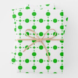 Grüne Polka-Punkte, Polka-Dot-Muster, Punkte, gepu Geschenkpapier Set