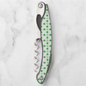 Grüne Polka-Punkte, Polka-Dot-Muster, Punkte, gepu Kellnermesser (Vorderseite)