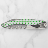 Grüne Polka-Punkte, Polka-Dot-Muster, Punkte, gepu Kellnermesser (Rückseite)