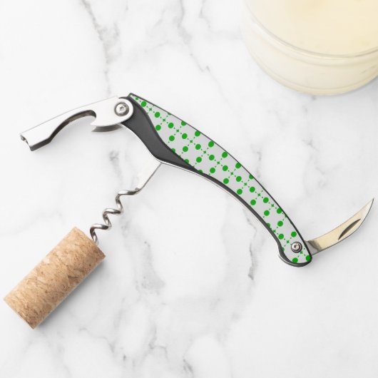 Grüne Polka-Punkte, Polka-Dot-Muster, Punkte, gepu Kellnermesser (Vorderseite)