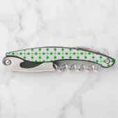 Grüne Polka-Punkte, Polka-Dot-Muster, Punkte, gepu Kellnermesser (Vorderseite)