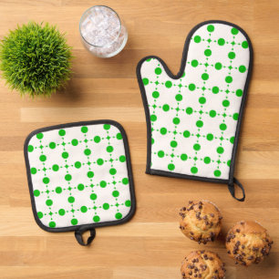 Grüne Polka-Punkte, Polka-Dot-Muster, Punkte, gepu Ofenhandschuh & Topflappen-Set