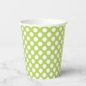 Grüne Polka-Punkte, Polka-Dot-Muster, Punkte, gepu Pappbecher (Rückseite)
