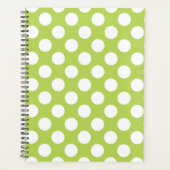 Grüne Polka-Punkte, Polka-Dot-Muster, Punkte, gepu Planer (Vorderseite)
