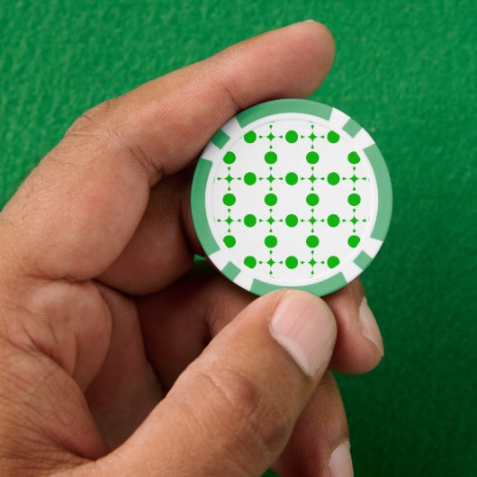 Grüne Polka-Punkte, Polka-Dot-Muster, Punkte, gepu Pokerchips (Hand)