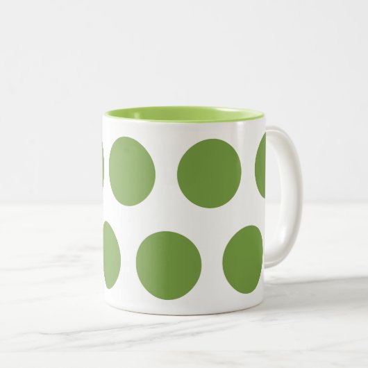 Grüne Polka-Punkte Zweifarbige Tasse (VorderseiteRechts)