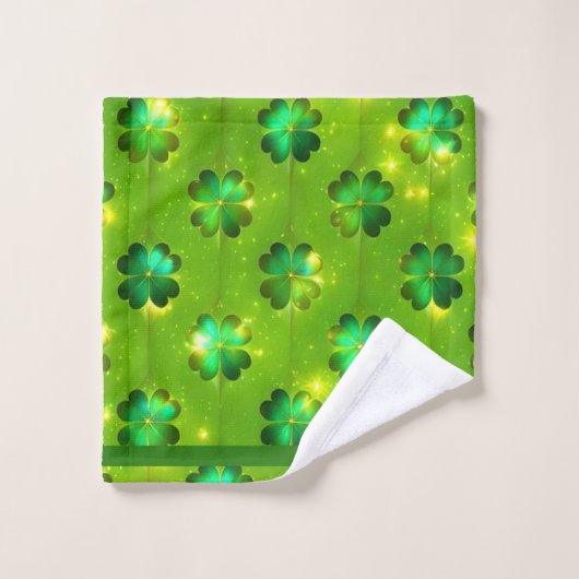 Grüne populäre St Patrick's Day Clover Collection Badhandtuch Set (Waschlappen)
