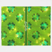 Grüne populäre St Patrick's Day Clover Collection Fleecedecke (Vorderseite (Horizontal))