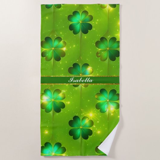 Grüne populäre St Patrick's Day Clover Collection Strandtuch (Vorderseite)