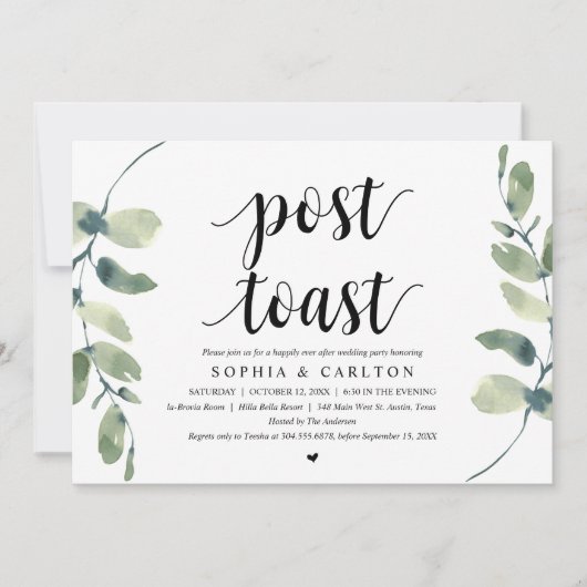 Grüne, Post Toast Wedding Party Einladung (Vorderseite)