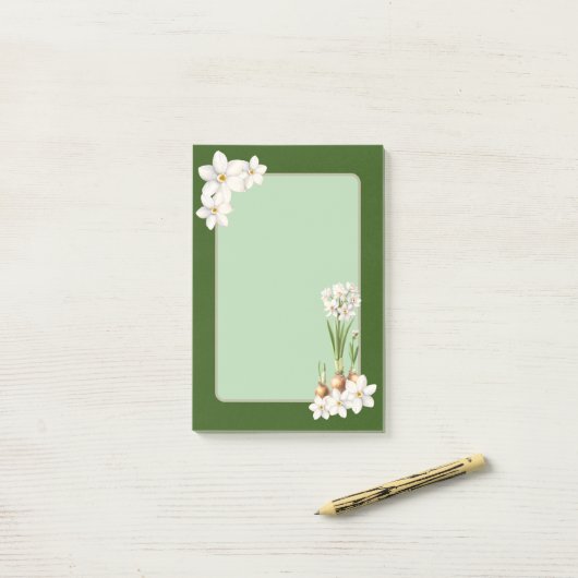 Grüne Postennotizen für den botanischen Frühling Post-it Klebezettel (Auf Schreibtisch)