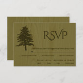 Grüne Prägung Bäume sepia Holz Hochzeit RSVP Karte (Vorne/Hinten)