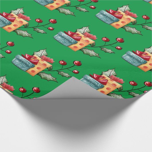 Grüne Präsentationen Geschenkpapier (Ecke)