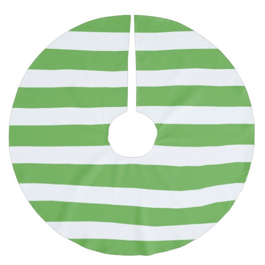 Grüne Preppy Stripes Polyester Weihnachtsbaumdecke (Vorderseite)