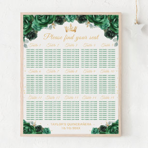 Grüne Prinzessin Quinceañera 15 Tische Sitzordnung Poster