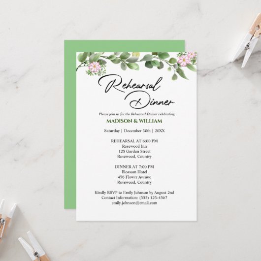 Grüne Probe Einladung (Vorderseite/Rückseite Beispiel)