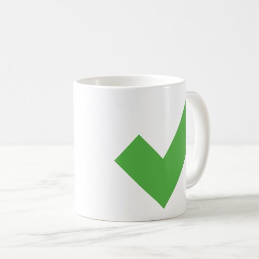 GRÜNE PRÜFZEICHEN KARO KORREKTES SYMBOL KAFFEETASSE (VorderseiteRechts)