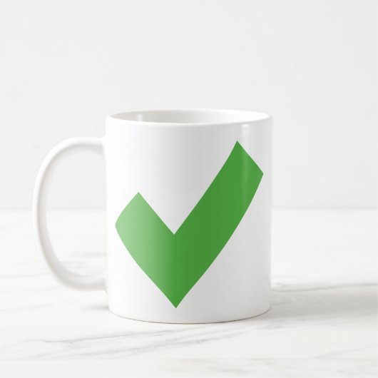 GRÜNE PRÜFZEICHEN KARO KORREKTES SYMBOL KAFFEETASSE (Links)