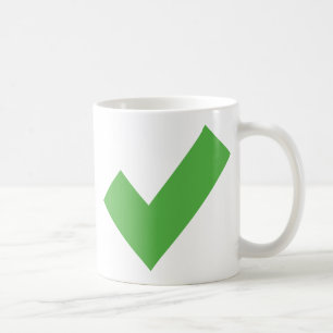GRÜNE PRÜFZEICHEN KARO KORREKTES SYMBOL KAFFEETASSE