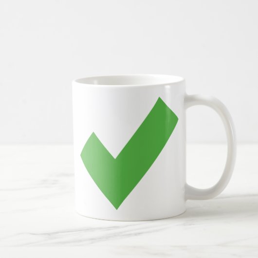 GRÜNE PRÜFZEICHEN KARO KORREKTES SYMBOL KAFFEETASSE (Rechts)