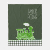 Grüne Puffdampf-Zug Peitsche Grafik Fleecedecke (Vorderseite)