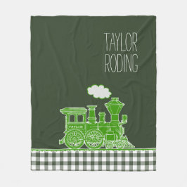 Grüne Puffdampf-Zug Peitsche Grafik Fleecedecke