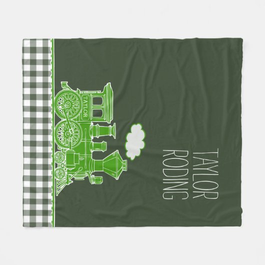 Grüne Puffdampf-Zug Peitsche Grafik Fleecedecke (Vorderseite (Horizontal))