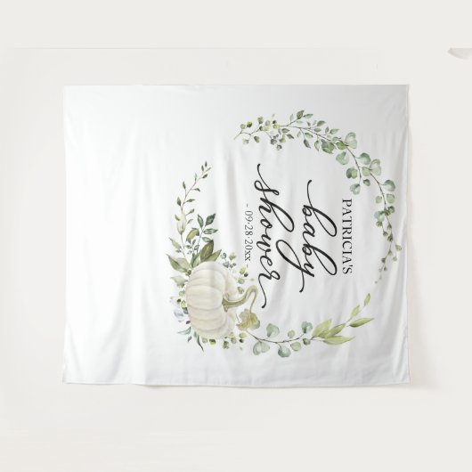 Grüne Pumpkin Fall Babydusche Hintergrund Wandteppich (Vorderseite (Horizontal))