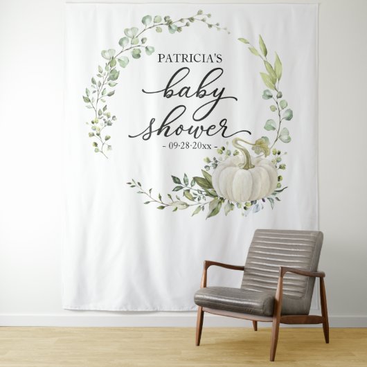 Grüne Pumpkin Fall Babydusche Hintergrund Wandteppich (Beispiel)