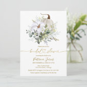 Grüne Pumpkin Fall Bridal Dusche Einladung (Stehend Vorderseite)