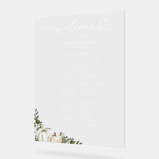 Grüne Pumpkin Hochzeit im Herbst Programmzeichen Acrylschild (Winkel)