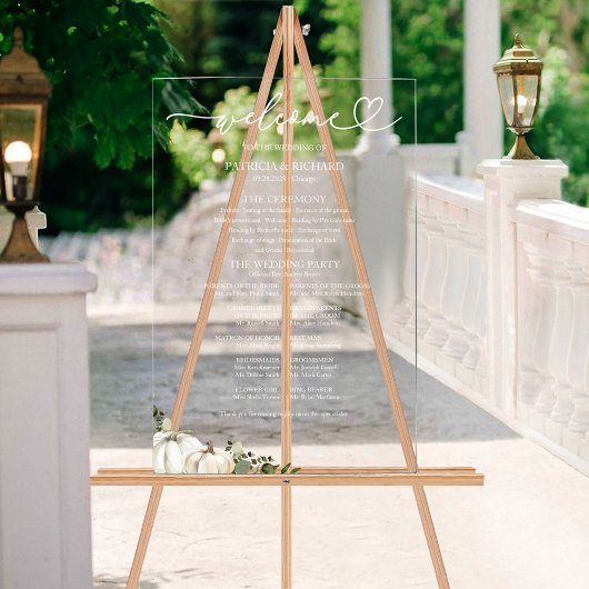 Grüne Pumpkin Hochzeit im Herbst Programmzeichen Acrylschild