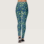 Grüne Punkte mit blauem Hintergrund Leggings (Rückseite)
