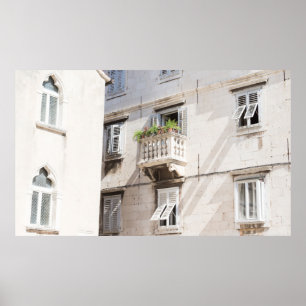 GRÜNE PUNKTE PFLANZE AUF BROWN CONCRETE HOUSE BALC POSTER