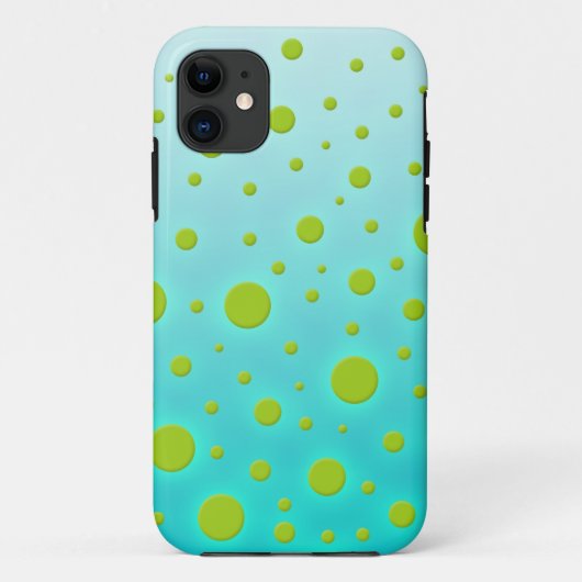 Grüne Punkte über türkisfarbenes Fun Design Case-Mate iPhone Hülle (Rückseite)