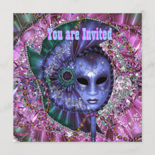 Grüne Purpur-Maskenparty Einladung