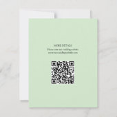 Grüne QR Code Hochzeitszeremonie Details zu Blumen RSVP Karte (Rückseite)