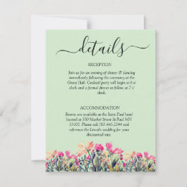 Grüne QR Code Hochzeitszeremonie Details zu Blumen RSVP Karte