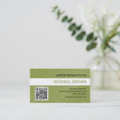 Grüne QR Code-Visitenkarte Visitenkarte (Stehend Vorderseite)