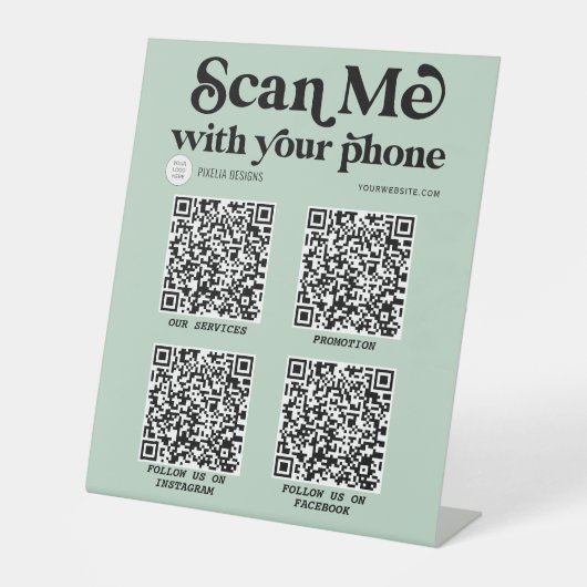 Grüne QR-Codevernetzung Moderner Strichcode Sockelschild (Vorderseite)